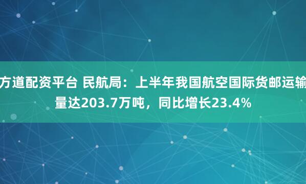 方道配资平台 民航局：上半年我国航空国际货邮运输量达203.7万吨，同比增长23.4%